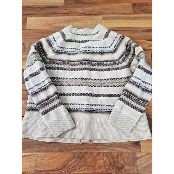 Faherty Cream and Brown Striped Cardigan - Picture 4 of 9